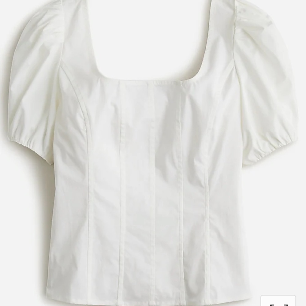 J.Crew Puff-sleeve squareneck top in cotton poplin